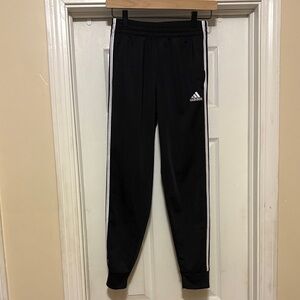 Adidas Kids Black Joggers with White Stripes